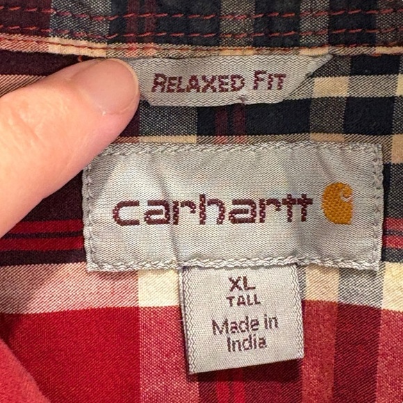 Carhartt Plaid Relaxed Fit Short Sleeve Button Down Shirt Size XL 100% Cotton - Picture 4 of 6